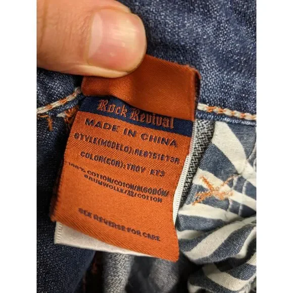 Buckle Rock Revival Troy Relaxed Straight Jeans Mens Size 34 Blue‎ Denim Western